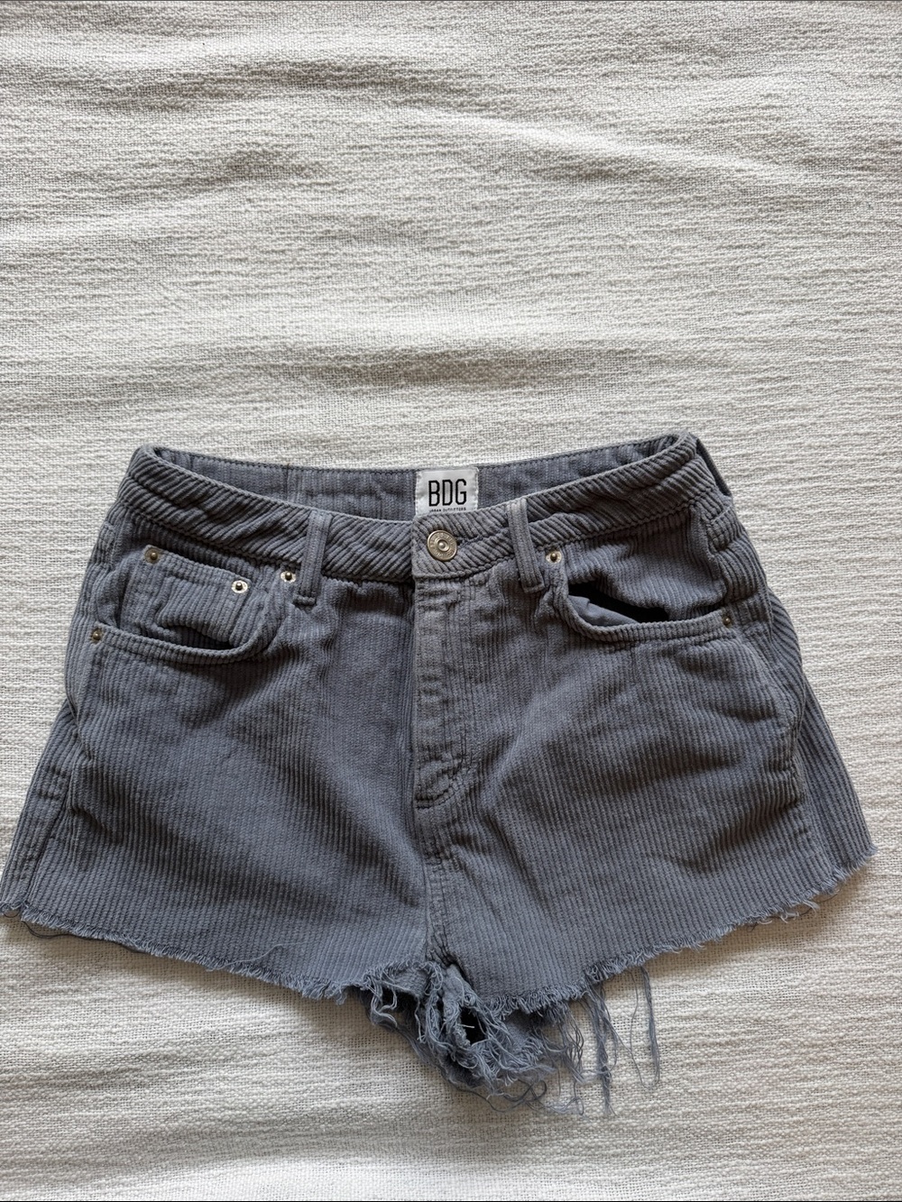 BDG Gray Corduroy Cutoff Denim Shorts